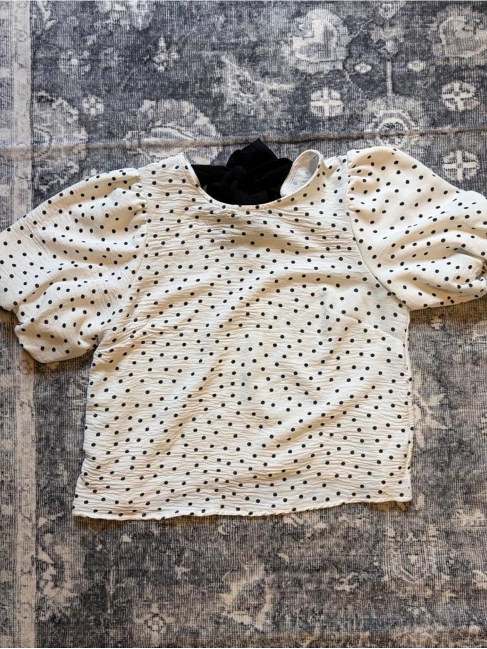 3rd + Malt White Polka Dot Puff Sleeve Top